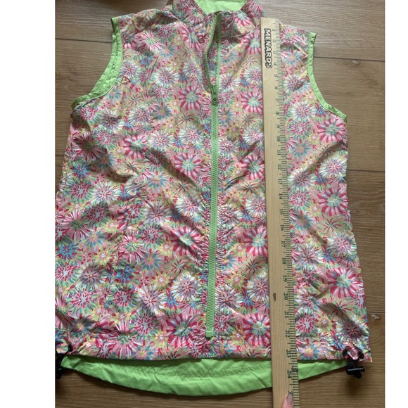 Peter Millar Ladies Morgan Reversible Vest Pink Lime Green Floral Golf Small - Picture 2 of 6